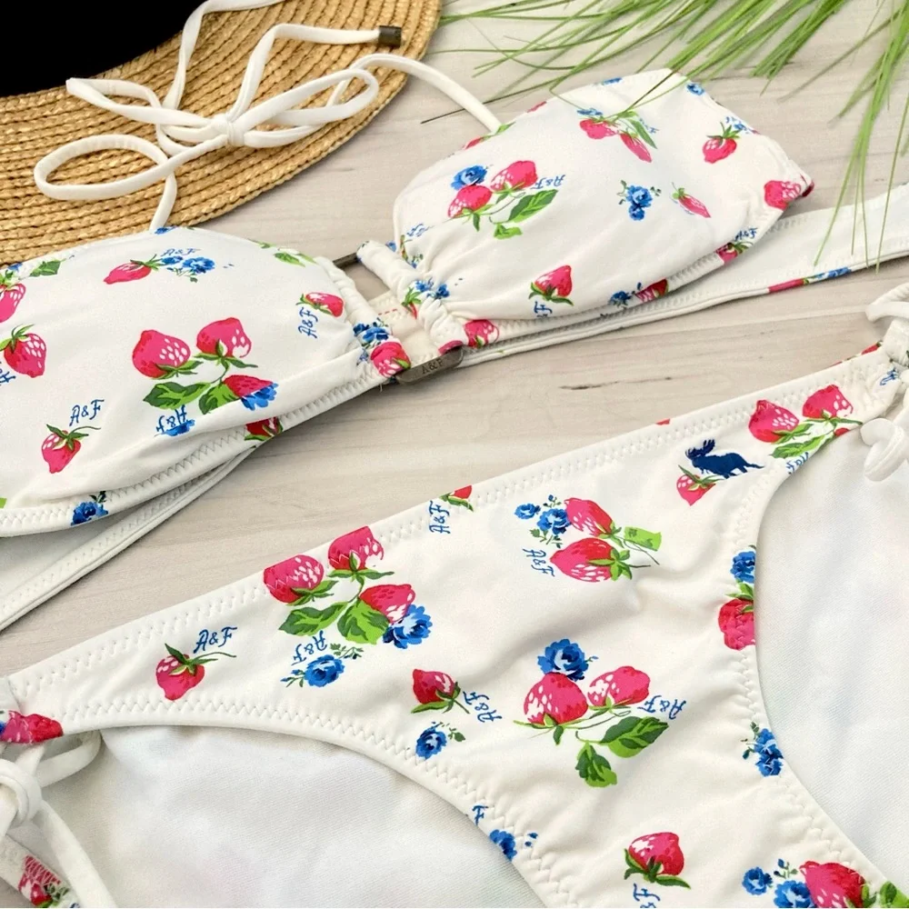 A&F | Abercrombie & Fitch Strawberry Print Swimsuit Bikini Set
